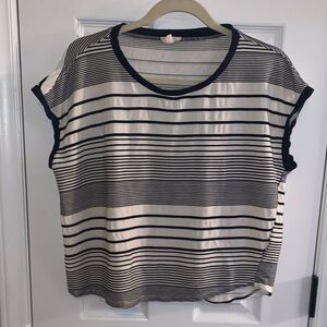 Women’s Striped Navy Blue & White Dolman Top Hem & Thread Size Small
